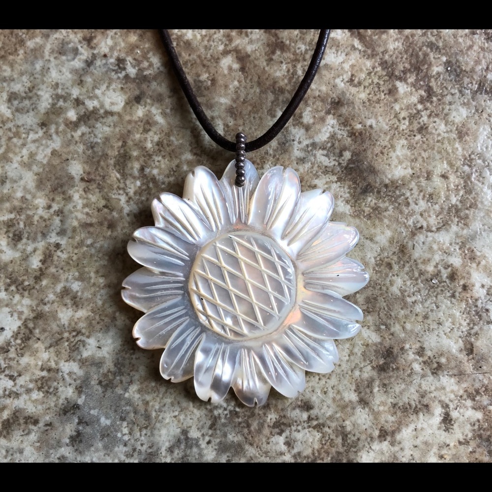 Chan Luu necklace carved mother of pearl pendant
